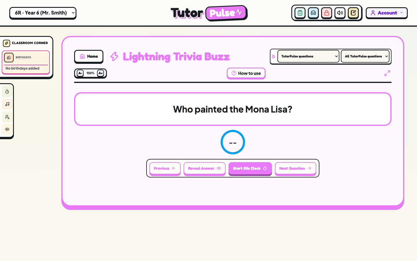 Lightning Trivia Buzz question activity