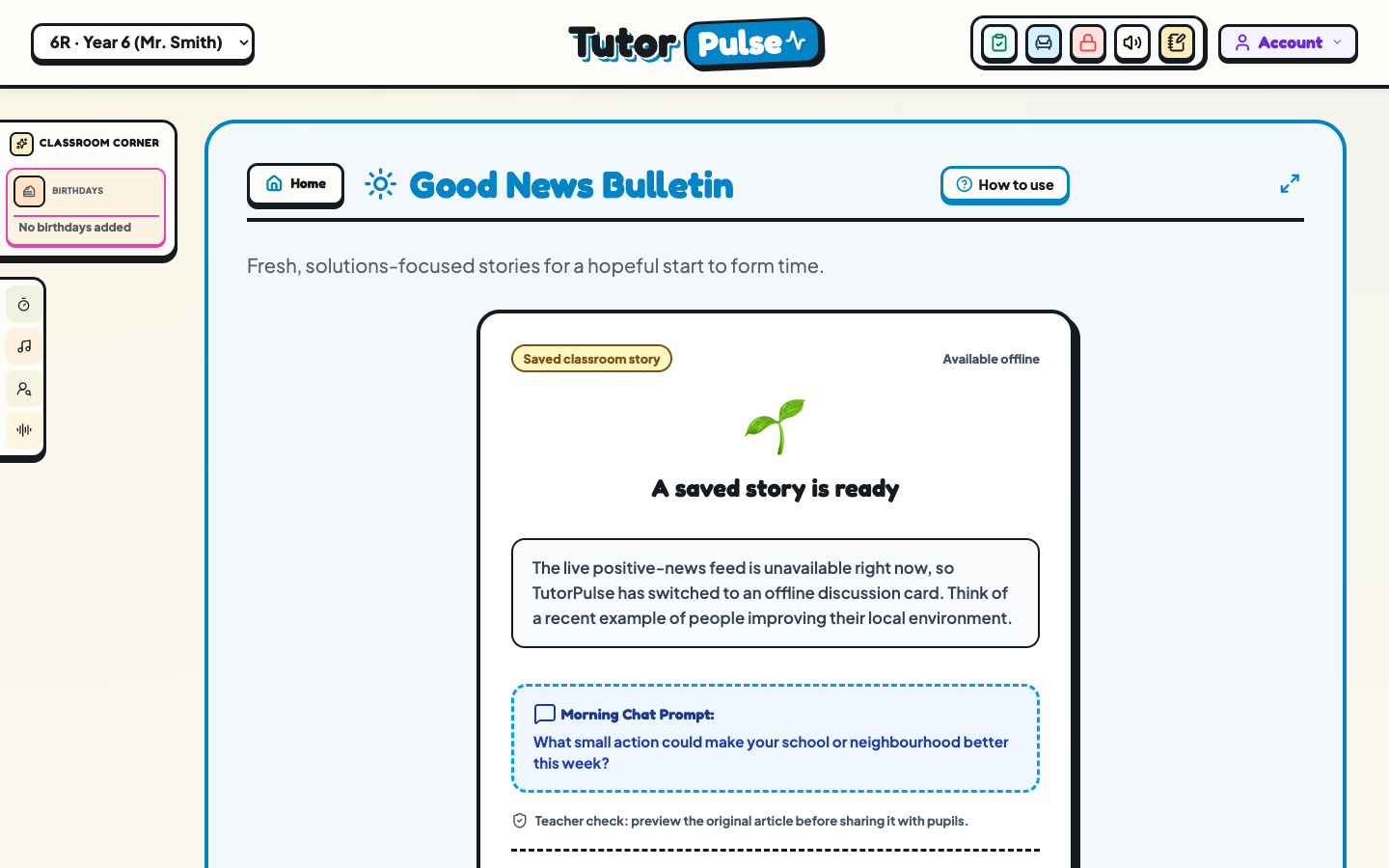 Good News Bulletin classroom discussion activity